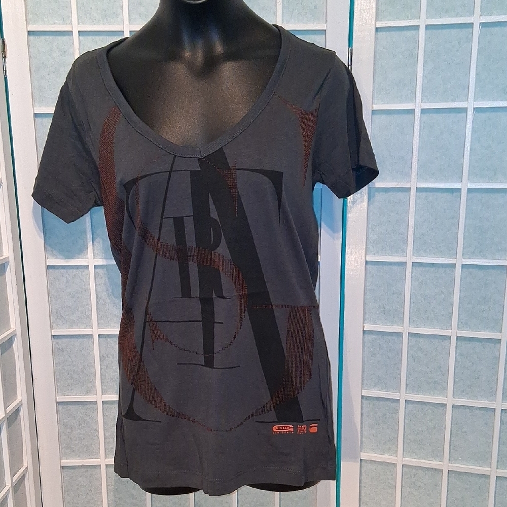 G-Star Dark Gray Graphic V-Neck Tee 6603